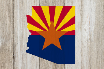 Map of Arizona in the Arizona flag colors