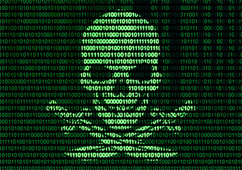Jolly Roger on binary code background