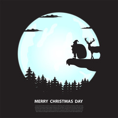 Santa Clause with gift bag stand on cliff