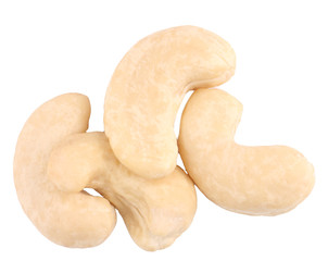 Cashews isolated on white background.