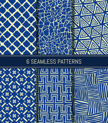 Seamless patterns set. Abstract backgrounds. Vector illustration.