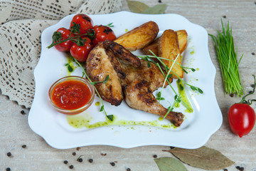 grilled meat on white plate.
