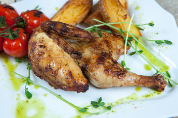 grilled meat on white plate.