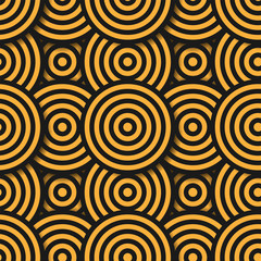 Seamless colorful background. Striped circles with shadow. 3D circles background. Vector illustration.