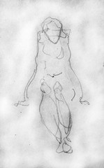 human's figure, pencil drawing illustration, sketch