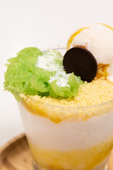 Mango flavour Bingsu  with green sticky rice