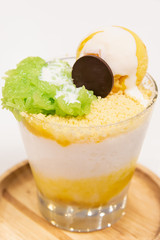 Mango flavour Bingsu  with green sticky rice