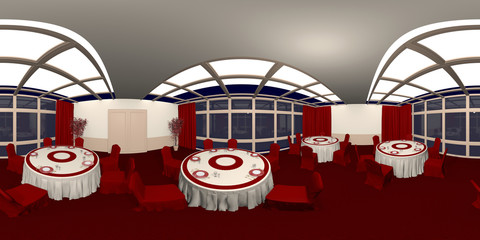HDRI map of restaurant 3d illustration