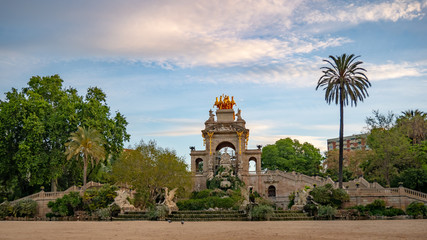 A view of fountain of Park Ciutadella in Barcelona, Spain. Amazing architecture.