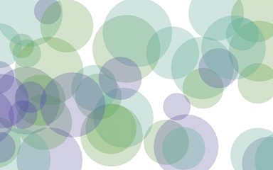 Multicolored translucent circles on a white background. Green tones. 3D illustration
