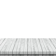 Empty wood table on isolate white background and display montage for product.