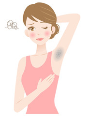 woman armpit hair removal. skin trouble under her arm. beauty and healthy skin care concept