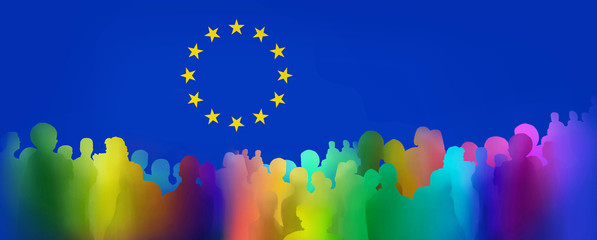 europa menschen silhouetten zeichen panorama