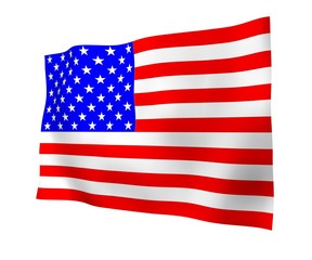 Obraz premium Waving flag of the United States of America. Stars and Stripes. State symbol of the USA. 3D illustration