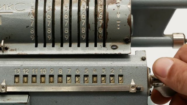 Old soviet mechanical calculator adding machine 4k