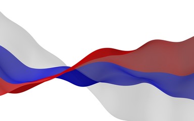 Waving flag of the Russian Federation. The National. State symbol of the Russia. 3D illustration
