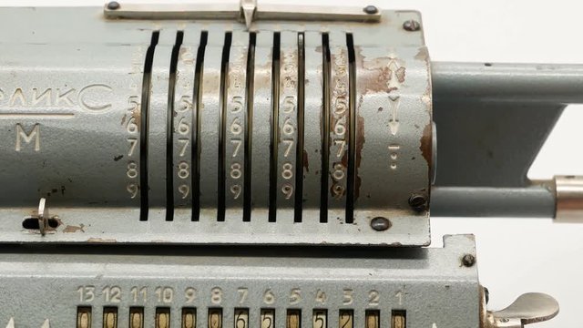Old soviet mechanical calculator adding machine 4k