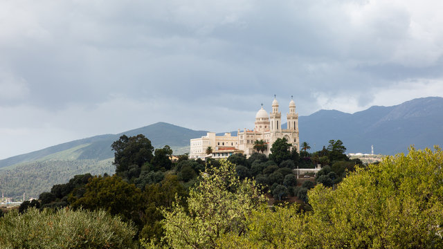 a beautiful church on a hill in Annaba, Algeria