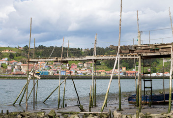Fototapeta na wymiar An old pier on the river 
