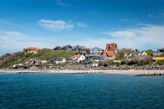Small town houses on Tisvildeleje beach in Denmark