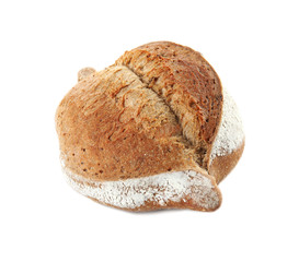 Loaf of fresh bread isolated on white