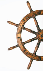 Steering hand wheel ship on white background