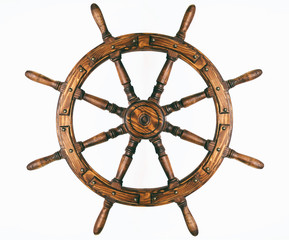 Steering hand wheel ship on white background