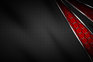 red and black carbon fiber and chromium frame. - obrazy, fototapety, plakaty