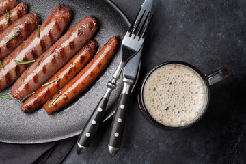 Grilled sausages and beer