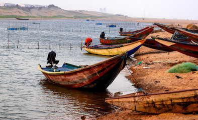 Obraz premium Colorful Boats in India