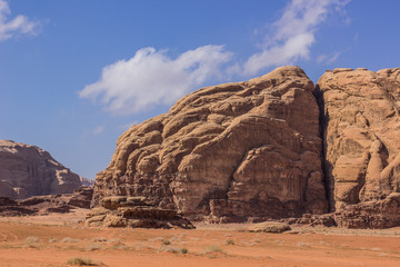 picturesque nature scenery landscape of rocky desert sand valley and stone mountains Middle East wilderness environment
