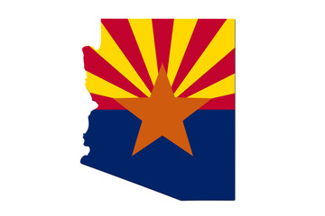 Map of Arizona in the Arizona flag colors - obrazy, fototapety, plakaty