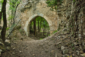 Fototapeta na wymiar entry to an old castle ruin