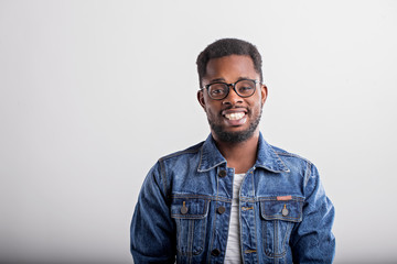 Studio shot of african guy in eyewear