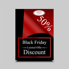 Price tag banner, Black Friday, Limited Offer Discount, peeled off Banner Design, Used For Poster, Web Advertisement, Vector Illustration