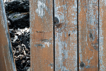 Old wooden fence with a hole. old wood background texture