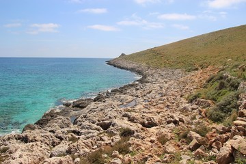 At Cape Tenaro, or Cape Matapan, the mythical gate to the underworld, the Hades, and the southernmost point of Europe. It is situated at the end of the Mani, Peloponnese, Greece, Europe.