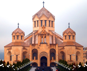 Christian Church in Armenia photographed close up