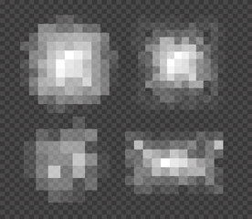 Set of Blured grey squares censorship background. Censored picture vector illustration. Nudity prohibition isolated backdrop.