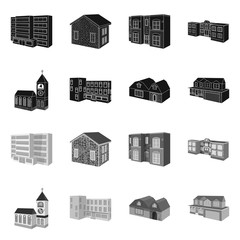 Vector design of facade and housing symbol. Collection of facade and infrastructure stock symbol for web.