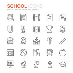Collection of school related line icons. 48x48 Pixel Perfect. Editable stroke