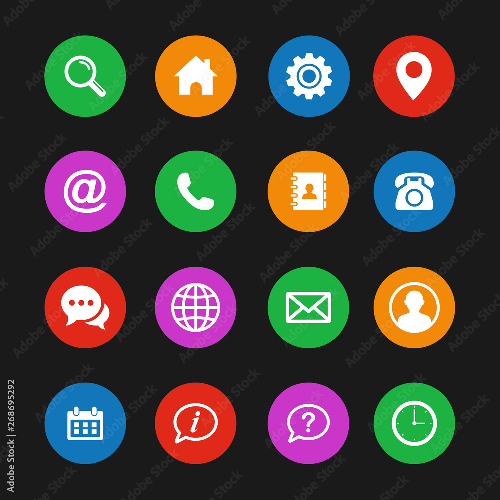 Poster web icon set flat design. set of web icon flat design vector