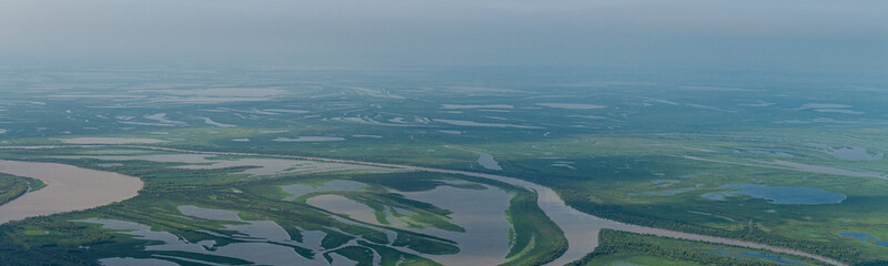 Aerial image of the Paraná Delta (Spanish: Delta del Paraná) is the delta of the Paraná River in...