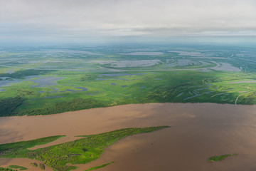Aerial image of the Paraná Delta (Spanish: Delta del Paraná) is the delta of the Paraná River in...