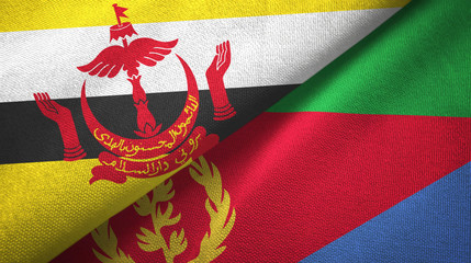 Brunei and Eritrea two flags textile cloth, fabric texture