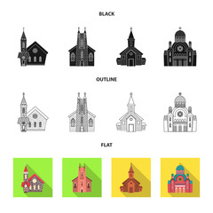 Vector design of cult and temple symbol. Collection of cult and parish stock vector illustration.