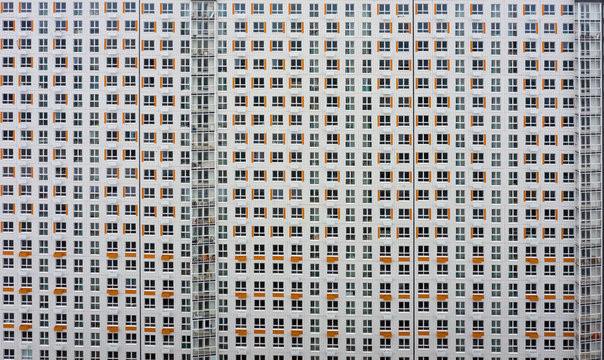 new high-rise residential buildings in the new neighborhood of Moscow. Aerial view City of Lyubertsy, Moscow Region, Russia.