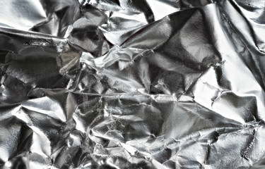 crumpled silver aluminum foil as background