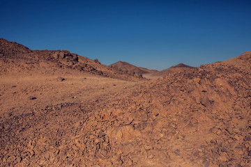  Nature of Egypt. Mountains and sky in the desert