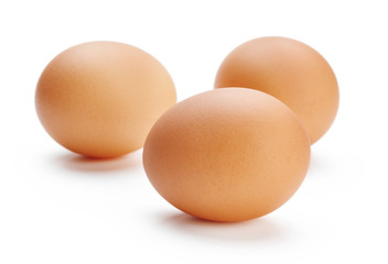 three eggs isolated on white background
